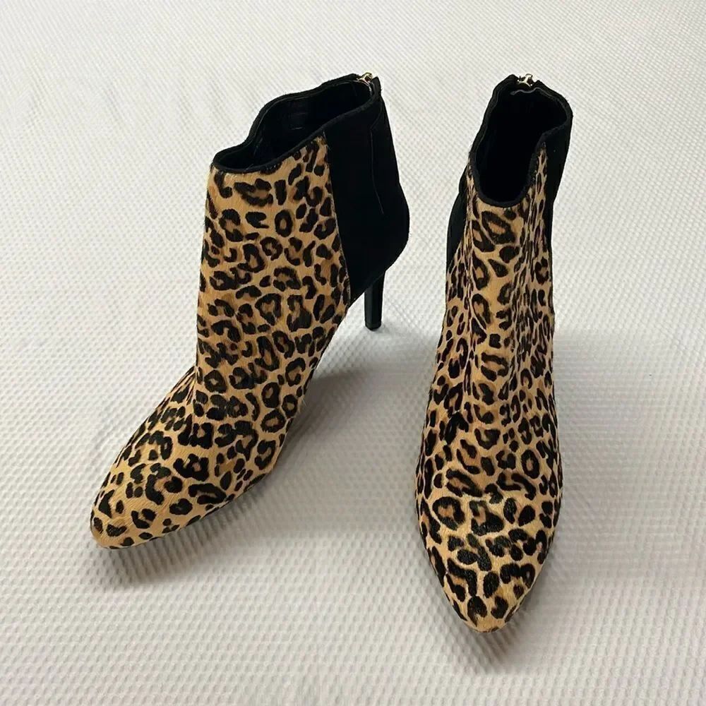 Cole Haan Real Calf Fur Heeled Booties Size 10